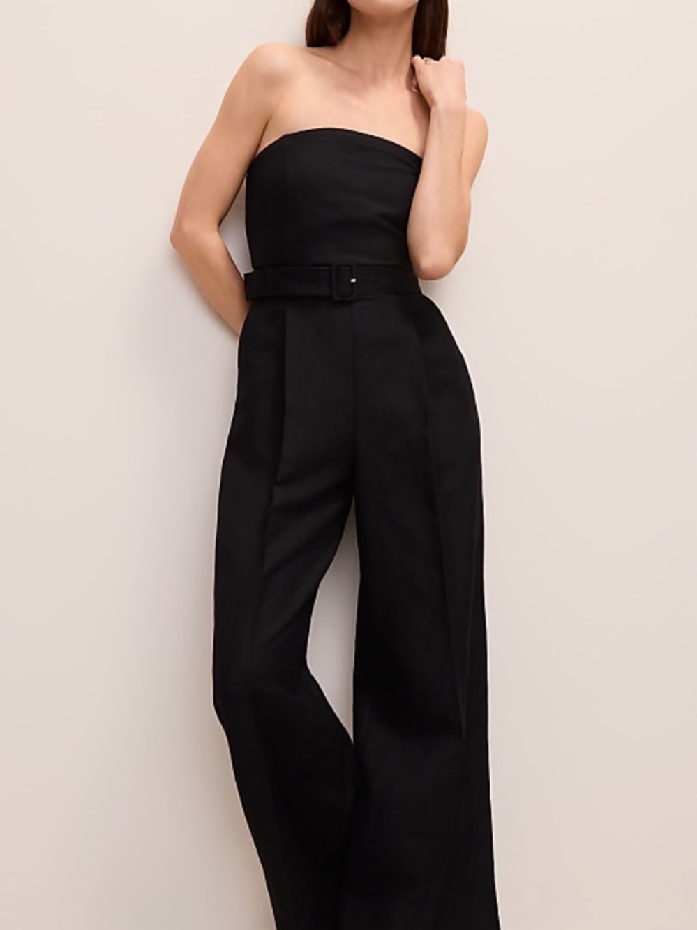 Ann Taylor Black Strapless Belted Jumpsuit